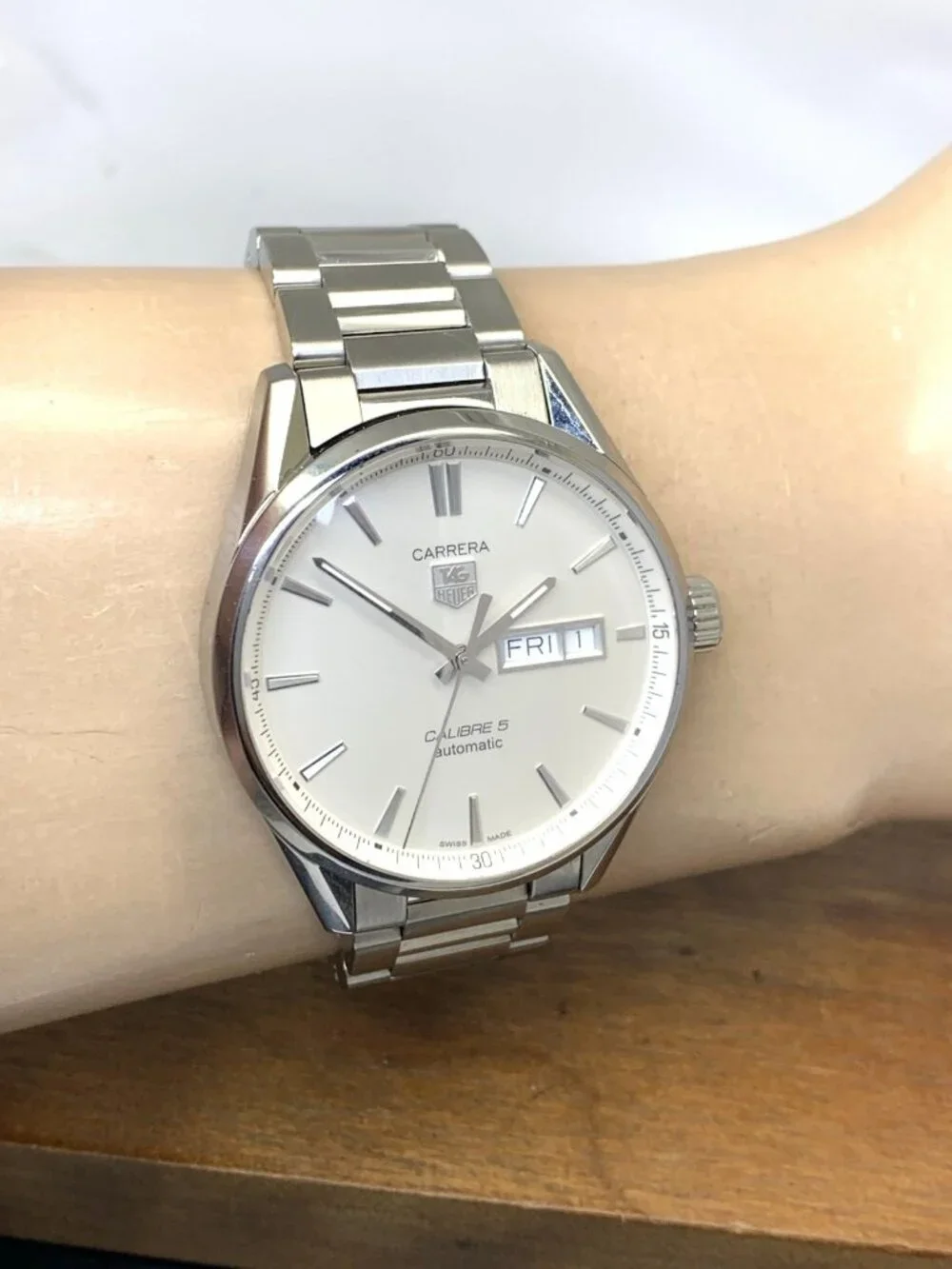 Tag Heuer Carrera Men's Watch WAR201B Swiss Automatic Silver Dial Day Date Steel